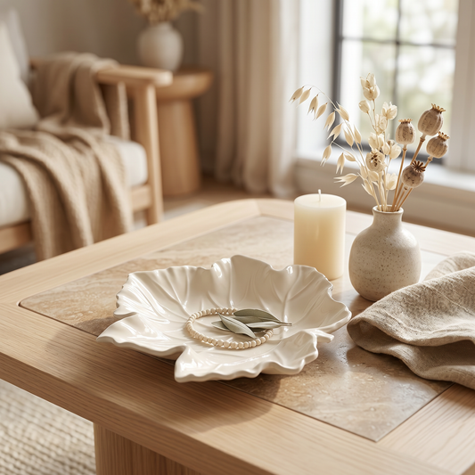 Maple Leaf Tray, Gypsum White 6" Sunsum® Intentional Living