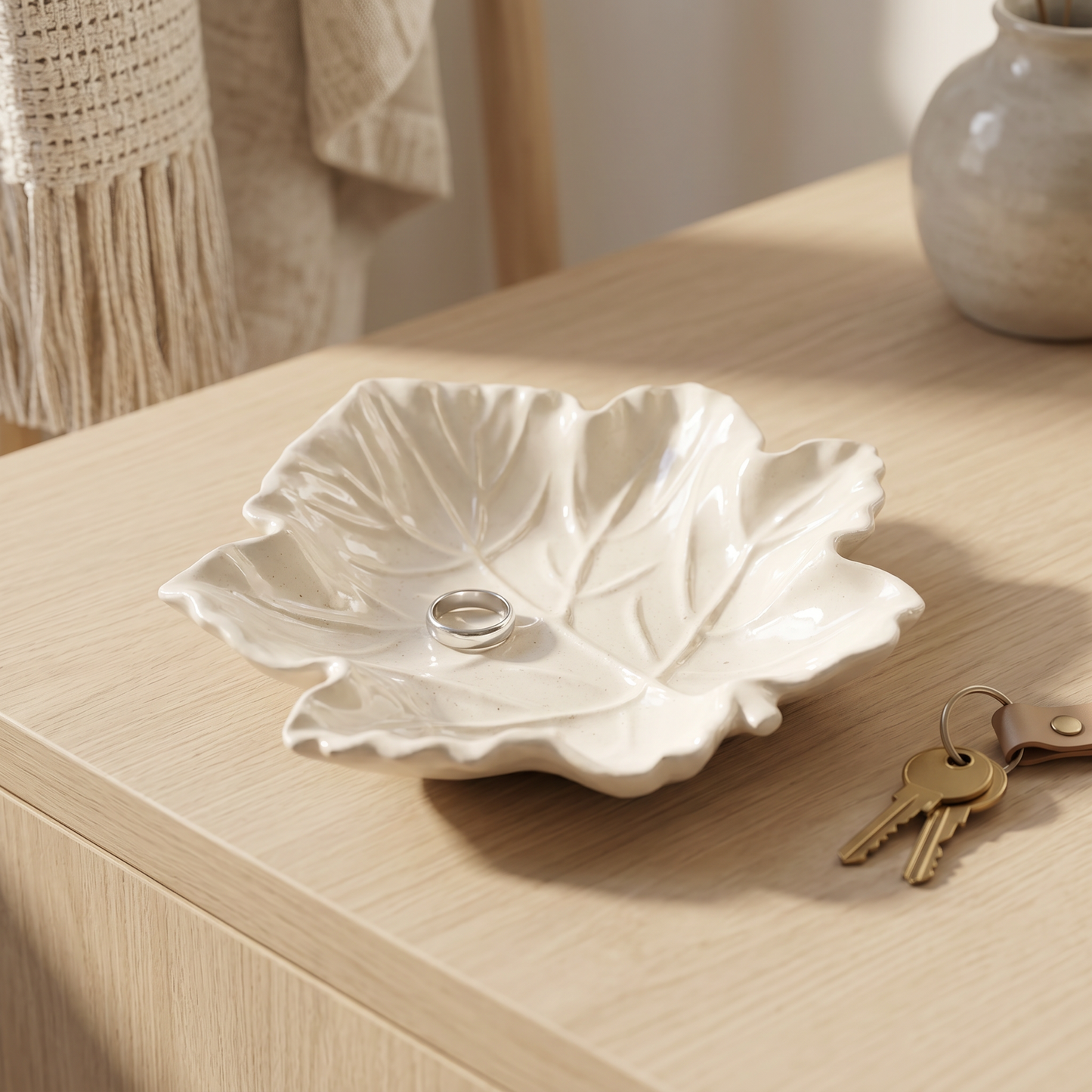 Maple Leaf Tray, Gypsum White 6" Sunsum® Intentional Living