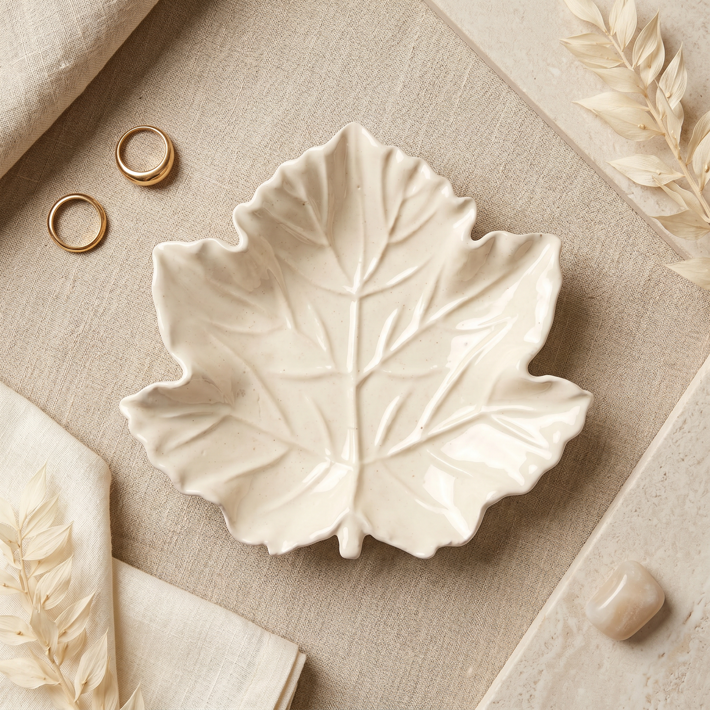 Maple Leaf Tray, Gypsum White 6" Sunsum® Intentional Living