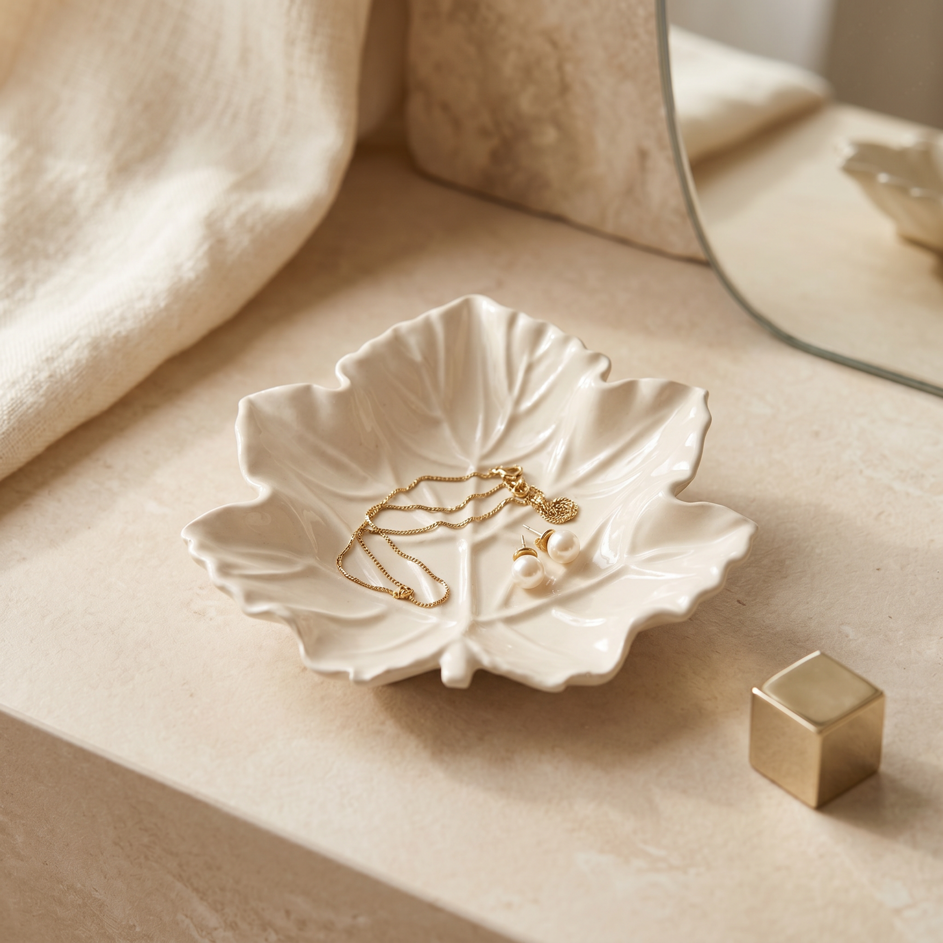 Maple Leaf Tray, Gypsum White 6" Sunsum® Intentional Living