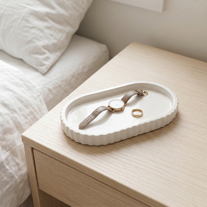 Scalloped Oblong Catchall Tray, Gypsum White 7" Sunsum® Intentional Living