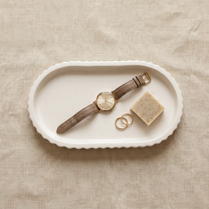 Scalloped Oblong Catchall Tray, Gypsum White 7" Sunsum® Intentional Living