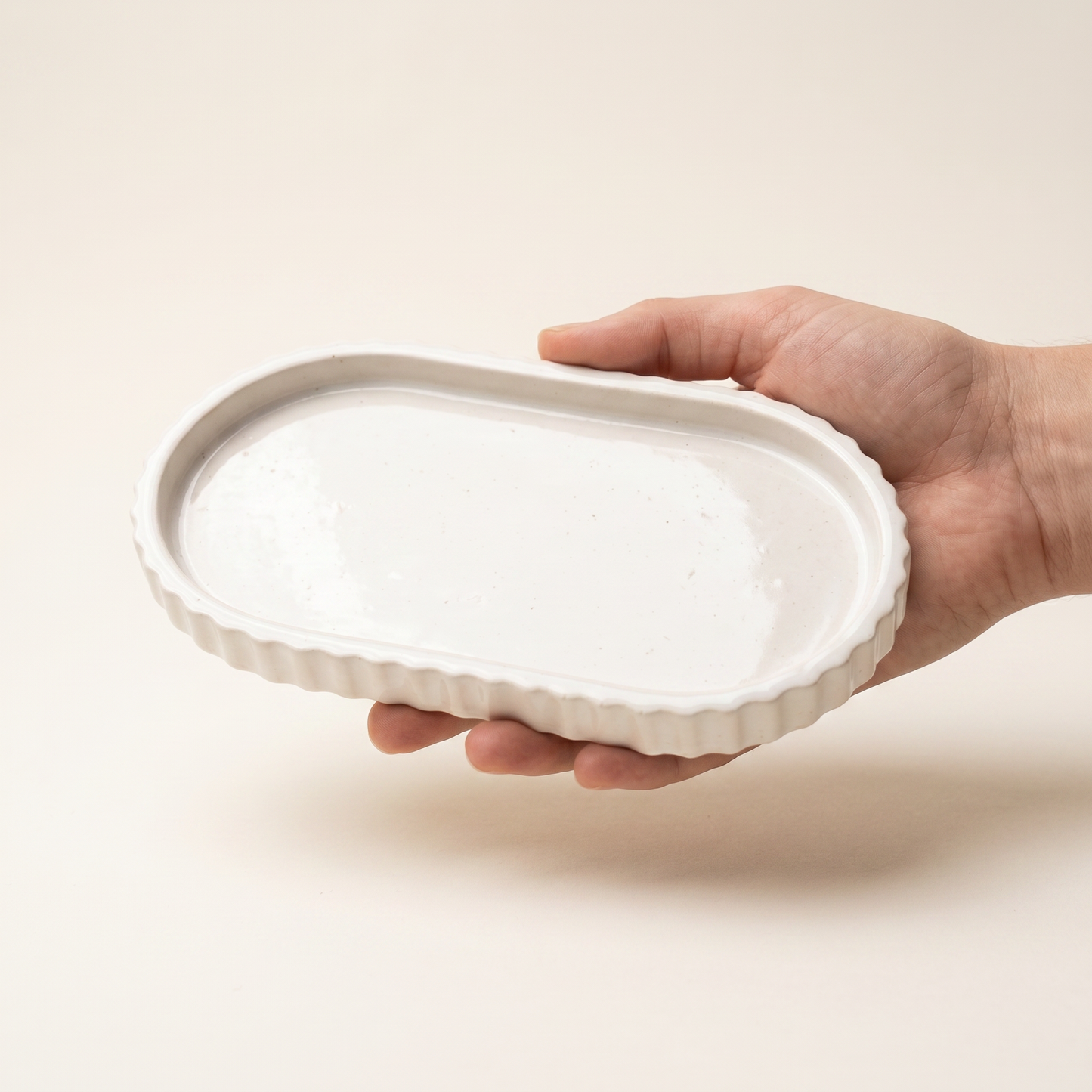 Scalloped Oblong Catchall Tray, Gypsum White 7" Sunsum® Intentional Living