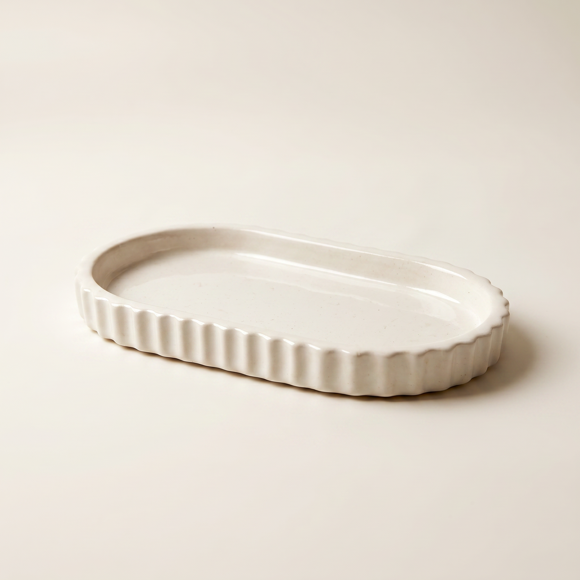 Scalloped Oblong Catchall Tray, Gypsum White 7" Sunsum® Intentional Living