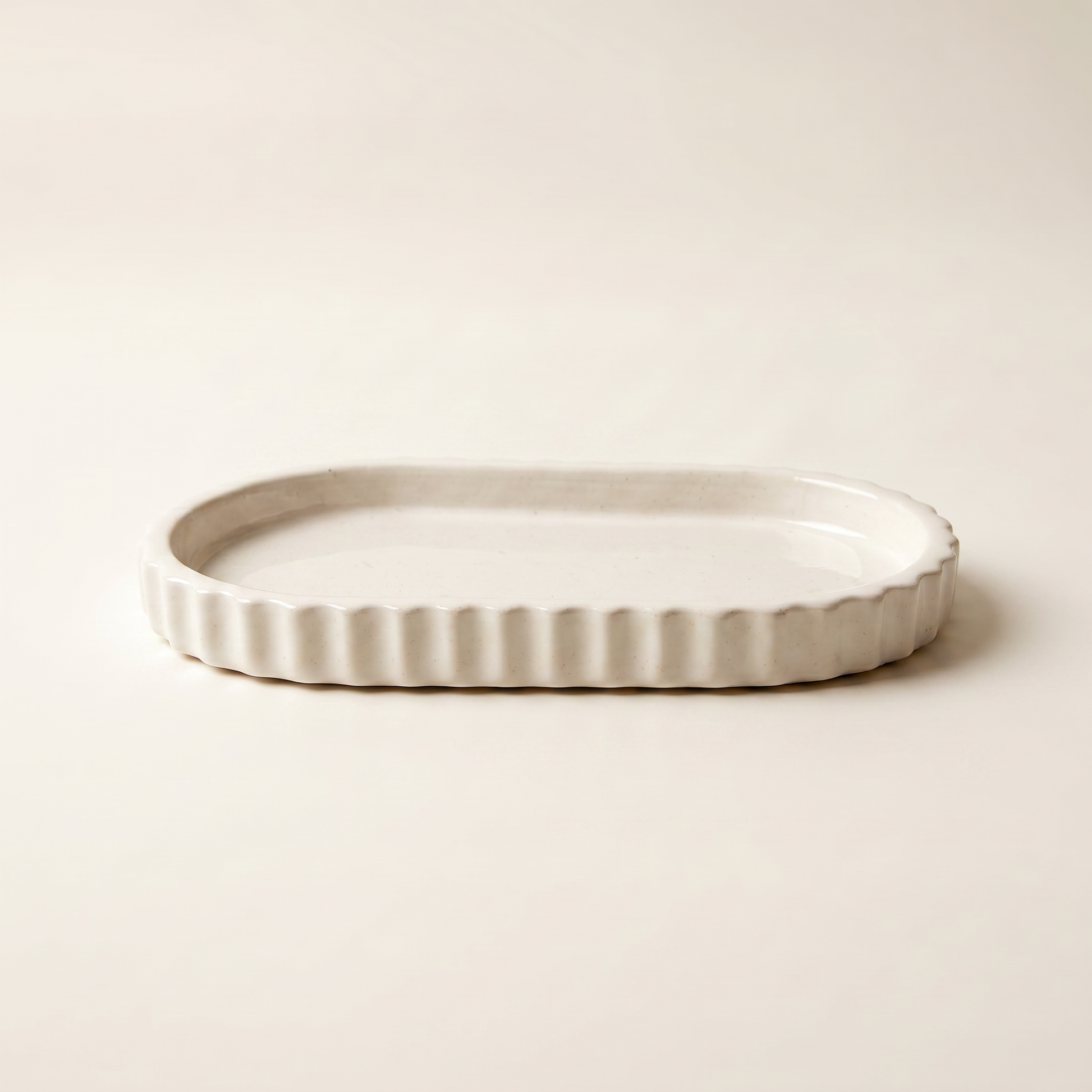 Scalloped Oblong Catchall Tray, Gypsum White 7" Sunsum® Intentional Living