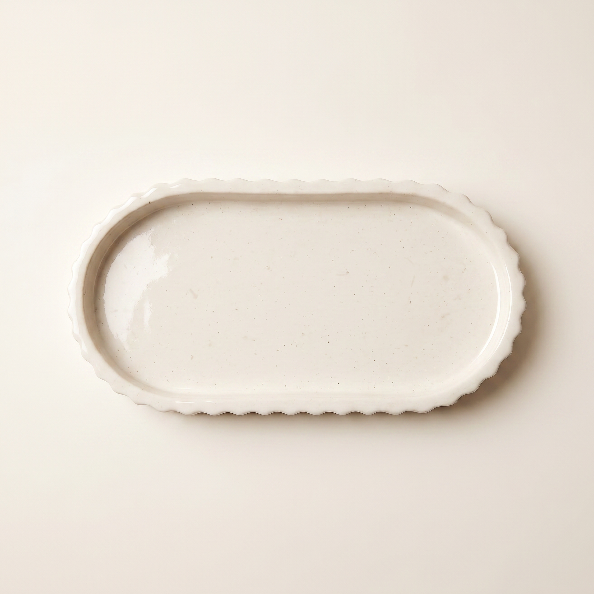 Scalloped Oblong Catchall Tray, Gypsum White 7" Sunsum® Intentional Living