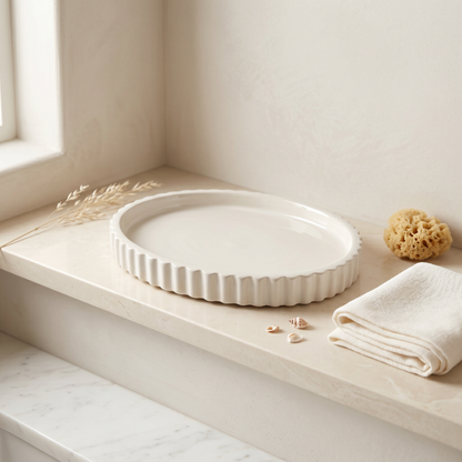 Scalloped Oval Tray, Gypsum White 8" Sunsum® Intentional Living
