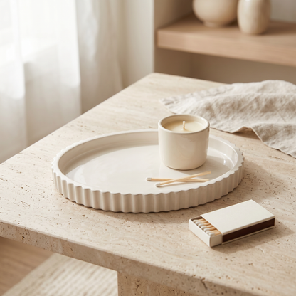 Scalloped Oval Tray, Gypsum White 8" Sunsum® Intentional Living