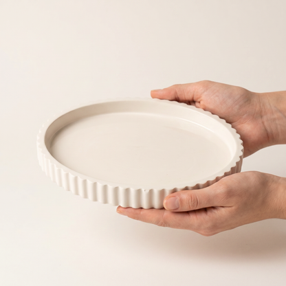 Scalloped Oval Tray, Gypsum White 8" Sunsum® Intentional Living