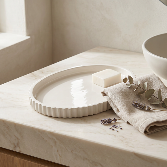 Scalloped Oval Tray, Gypsum White 8" Sunsum® Intentional Living
