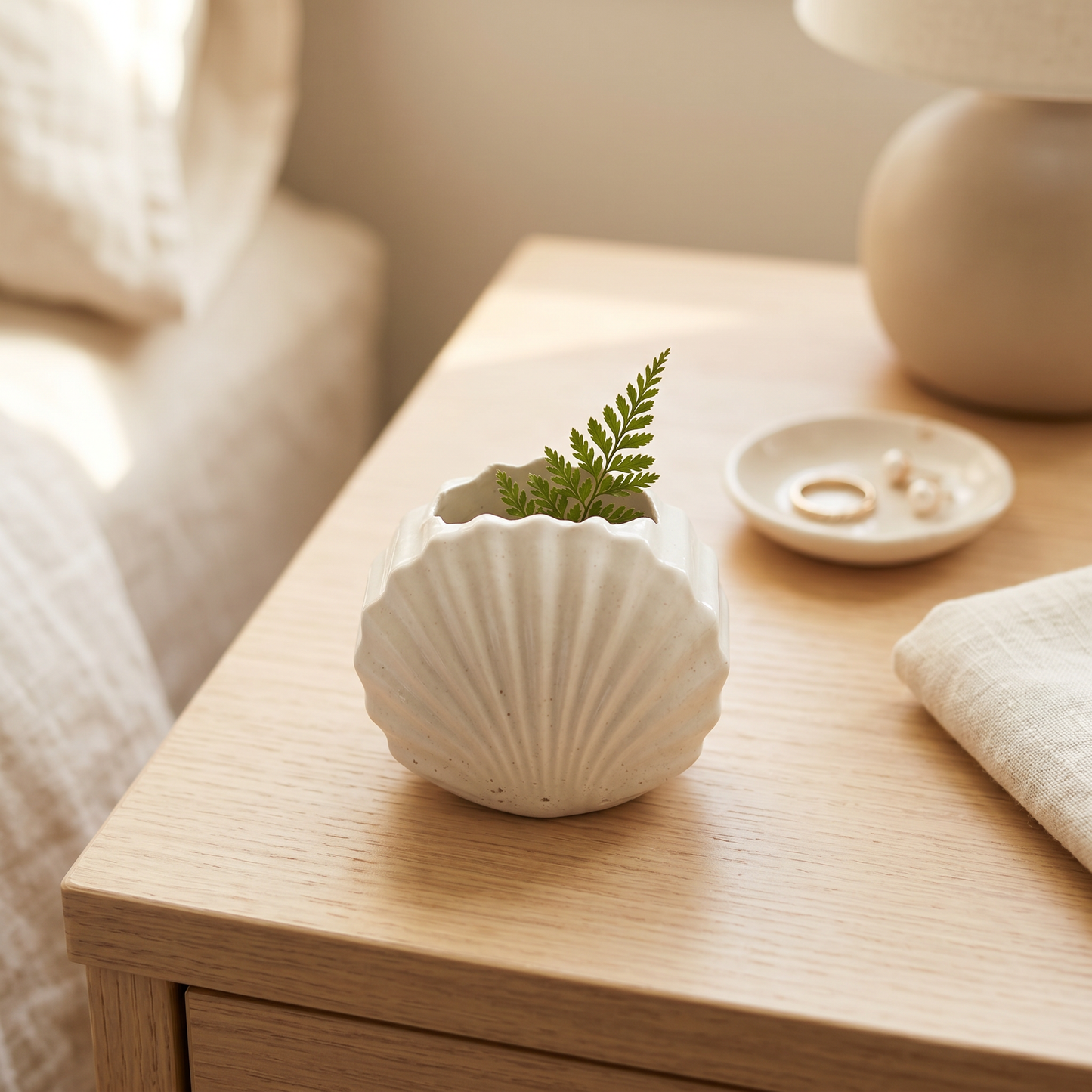 Mini Clam Shell Planter, Gypsum White 3" Sunsum® Intentional Living