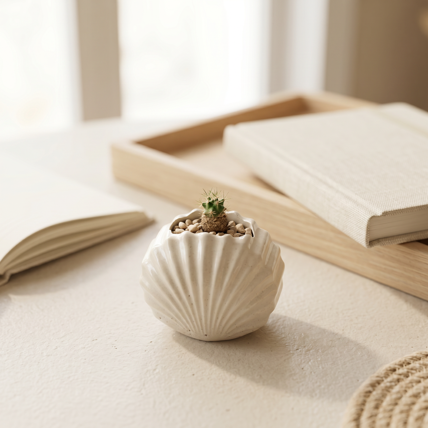 Mini Clam Shell Planter, Gypsum White 3" Sunsum® Intentional Living