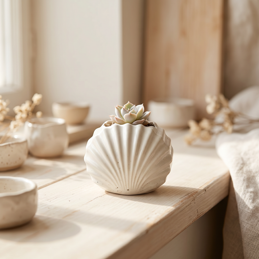 Mini Clam Shell Planter, Gypsum White 3" Sunsum® Intentional Living