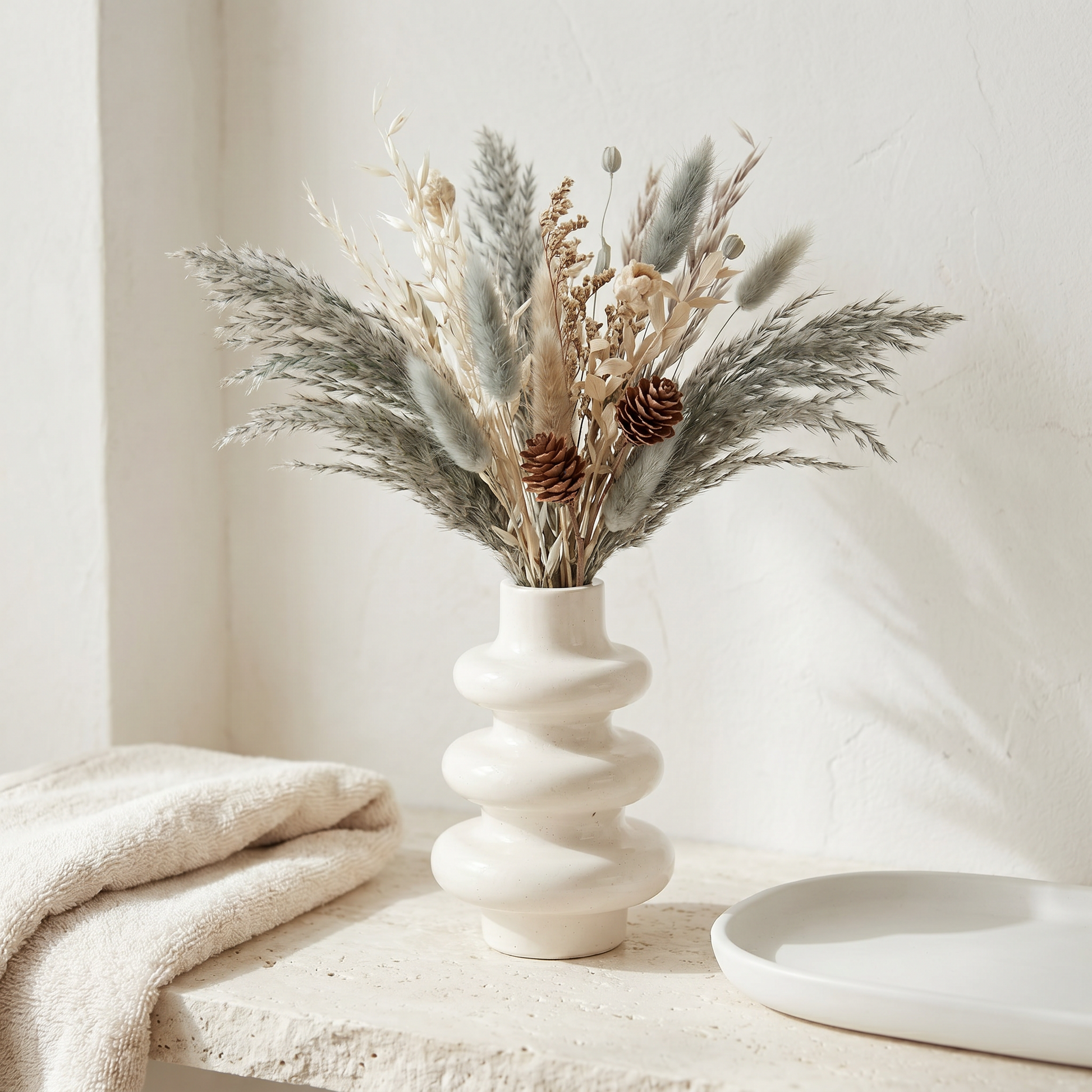 Stacked Bubble 3-Tier Vase, Gypsum White 5" Sunsum® Intentional Living