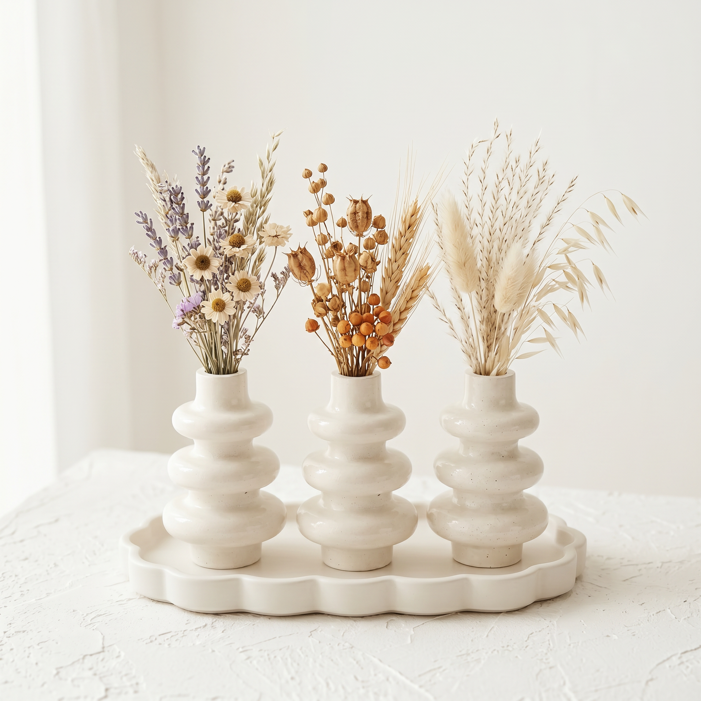 Stacked Bubble 3-Tier Vase, Gypsum White 5" Sunsum® Intentional Living