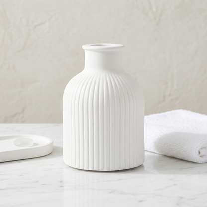 Ribbed Bottle Vase, Gypsum White 4" Sunsum® Intentional Living