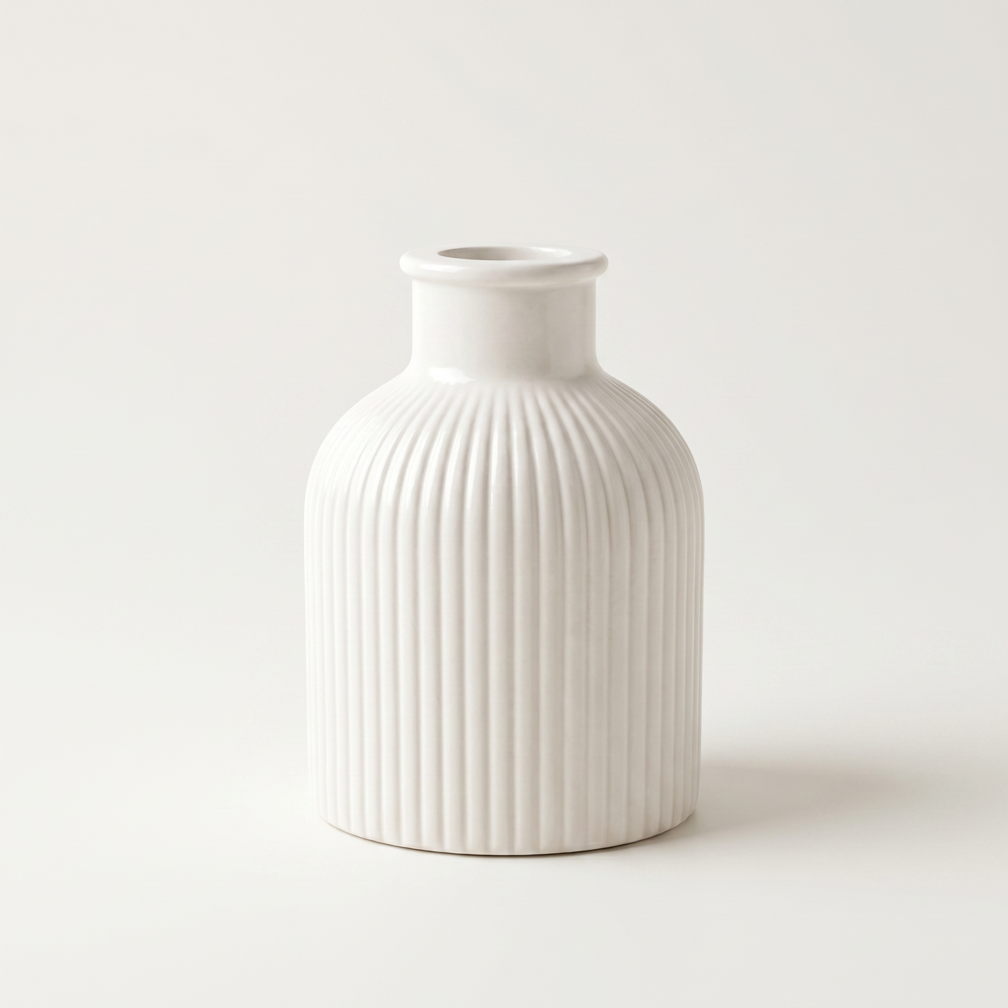 Ribbed Bottle Vase, Gypsum White 4" Sunsum® Intentional Living