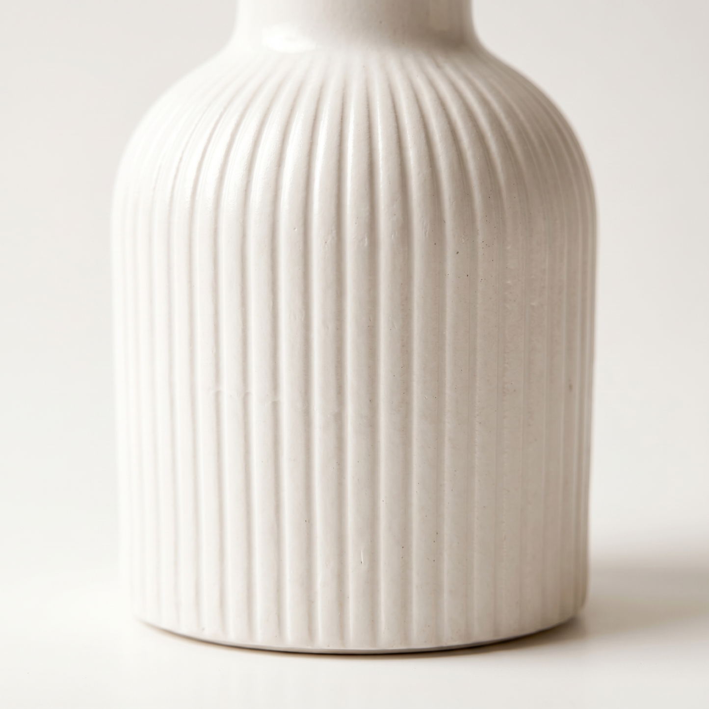 Ribbed Bottle Vase, Gypsum White 4" Sunsum® Intentional Living