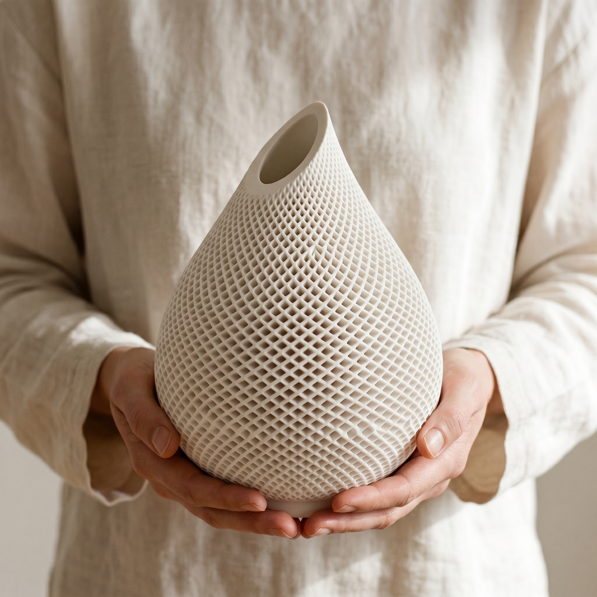 Teardrop Honeycomb Vase, Gypsum White 5" Sunsum® Intentional Living