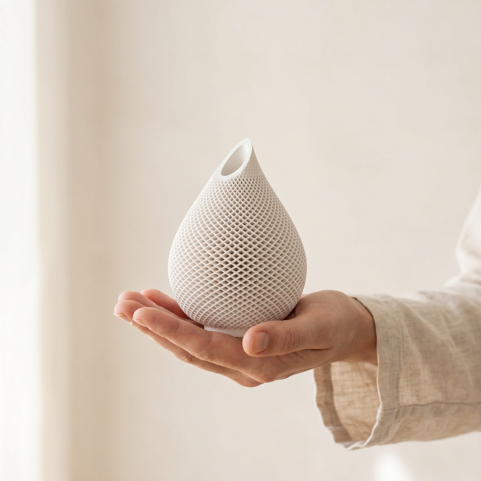 Teardrop Honeycomb Vase, Gypsum White 5" Sunsum® Intentional Living