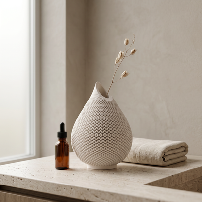 Teardrop Honeycomb Vase, Gypsum White 5" Sunsum® Intentional Living