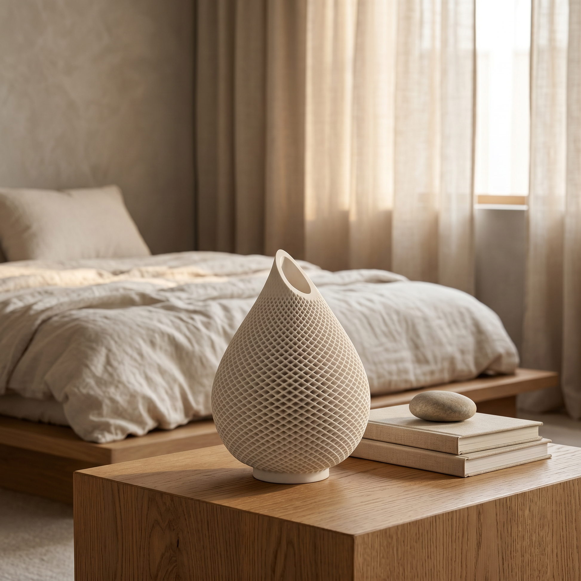 Teardrop Honeycomb Vase, Gypsum White 5" Sunsum® Intentional Living