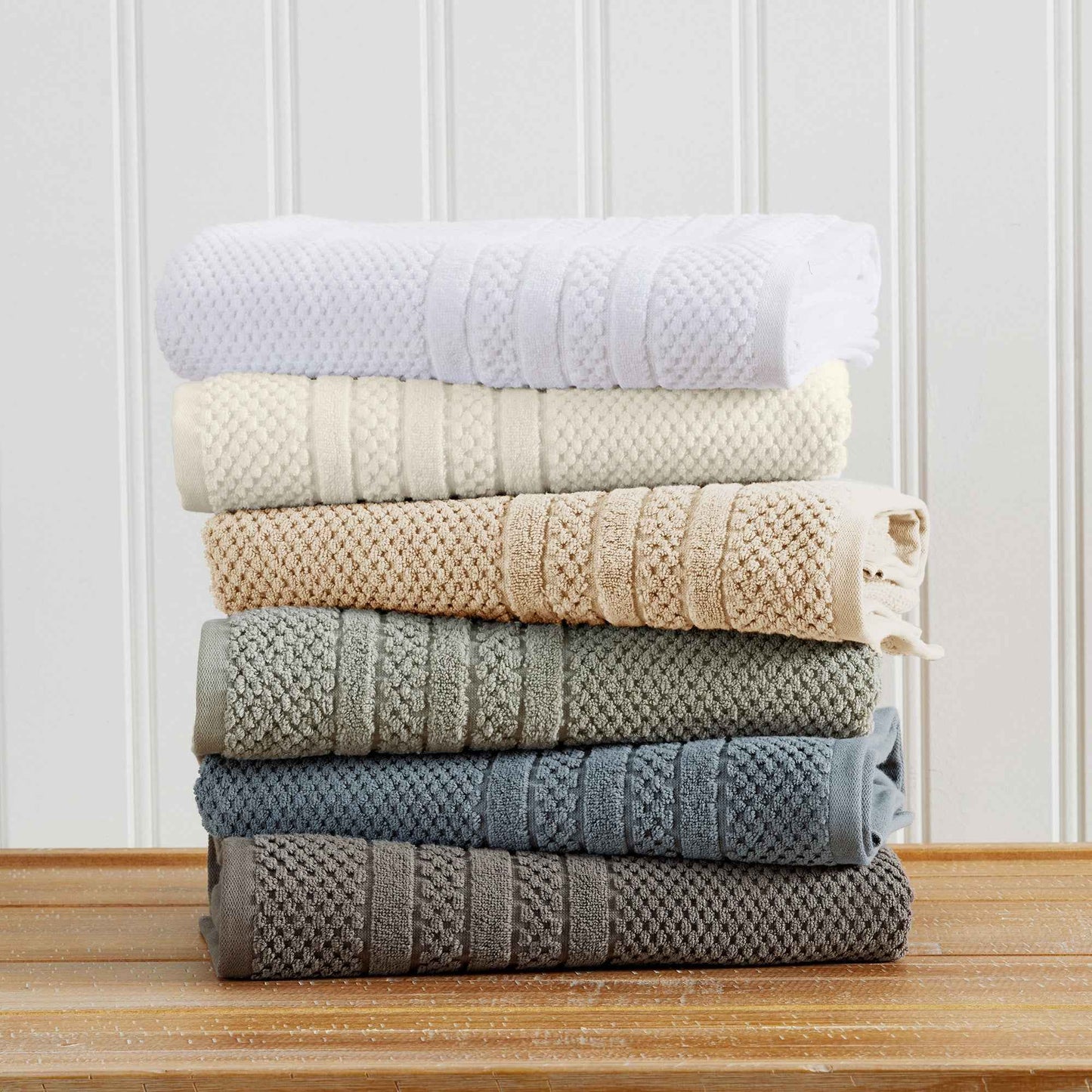 100% Cotton Checkered Jacquard Bath Towel Set - Giuliana Collection