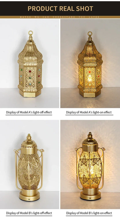 Table Lamp - Portable Iron Art Metal Long