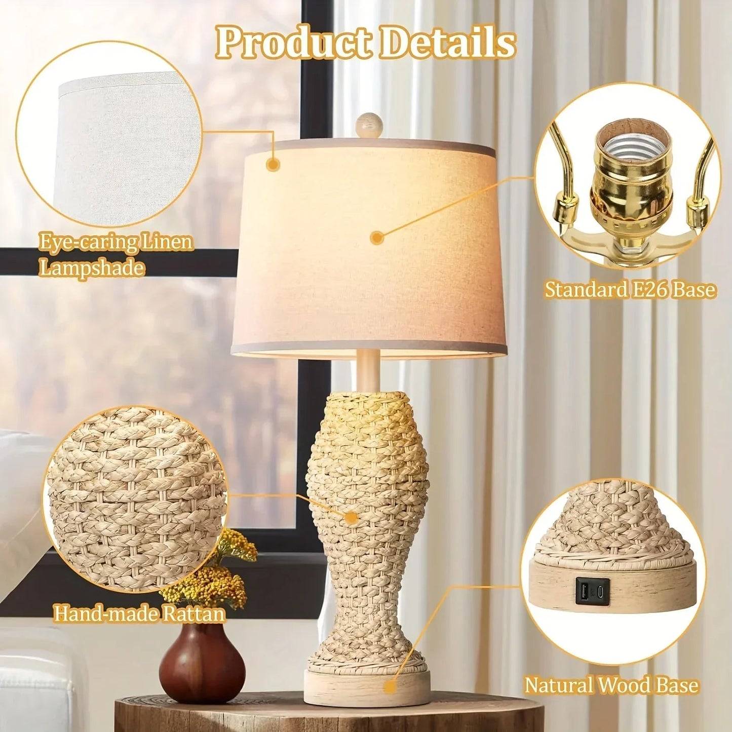 Table Lamp - Woven Seagrass 26.5inch