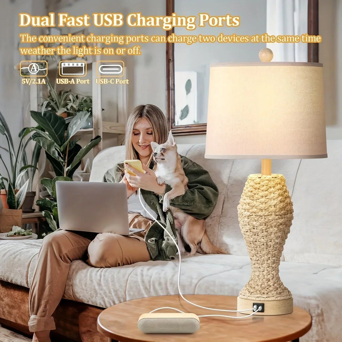 Table Lamp - Woven Seagrass 26.5inch