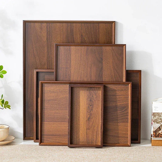 Tea Tray - Wooden Walnut Rectangular