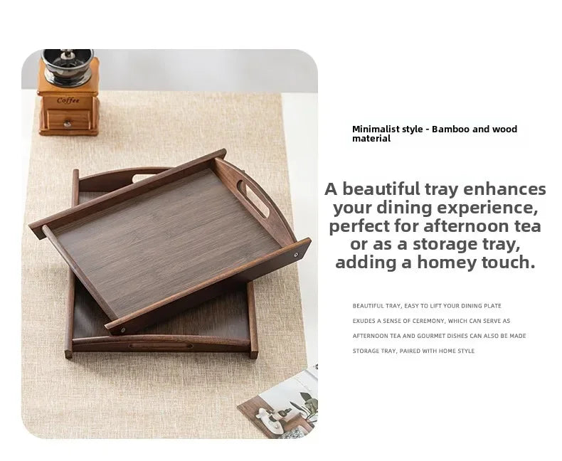 Tea Tray - Wooden Walnut Rectangular