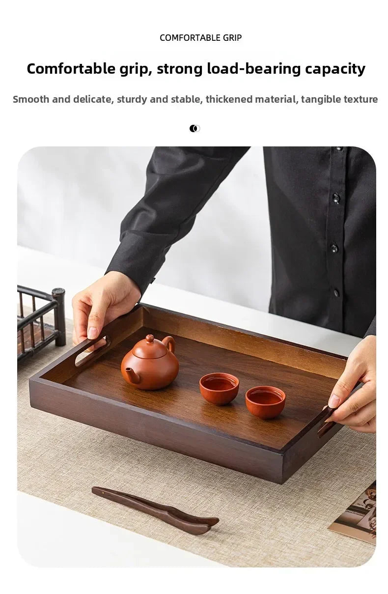 Tea Tray - Wooden Walnut Rectangular