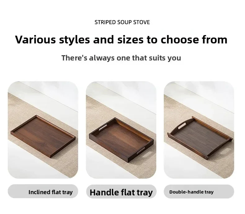 Tea Tray - Wooden Walnut Rectangular