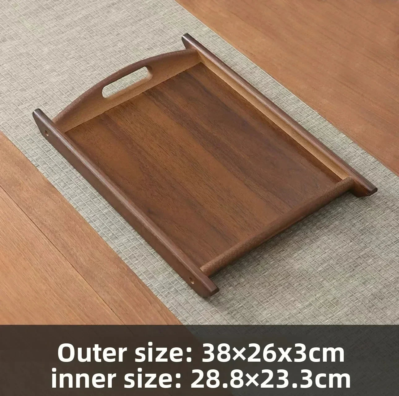 Tea Tray - Wooden Walnut Rectangular