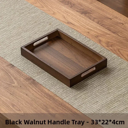 Tea Tray - Wooden Walnut Rectangular