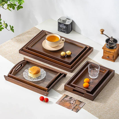 Tea Tray - Wooden Walnut Rectangular