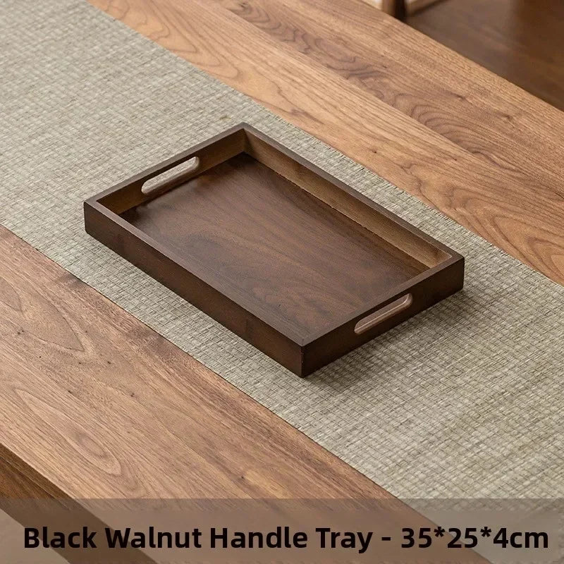 Tea Tray - Wooden Walnut Rectangular