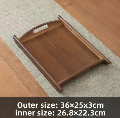 Tea Tray - Wooden Walnut Rectangular