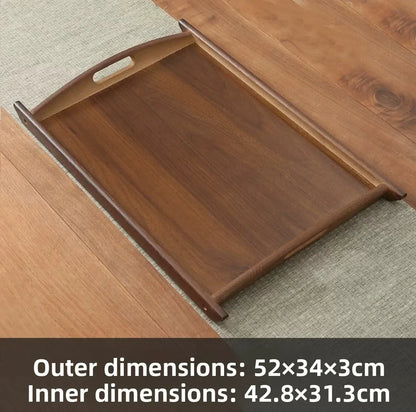 Tea Tray - Wooden Walnut Rectangular