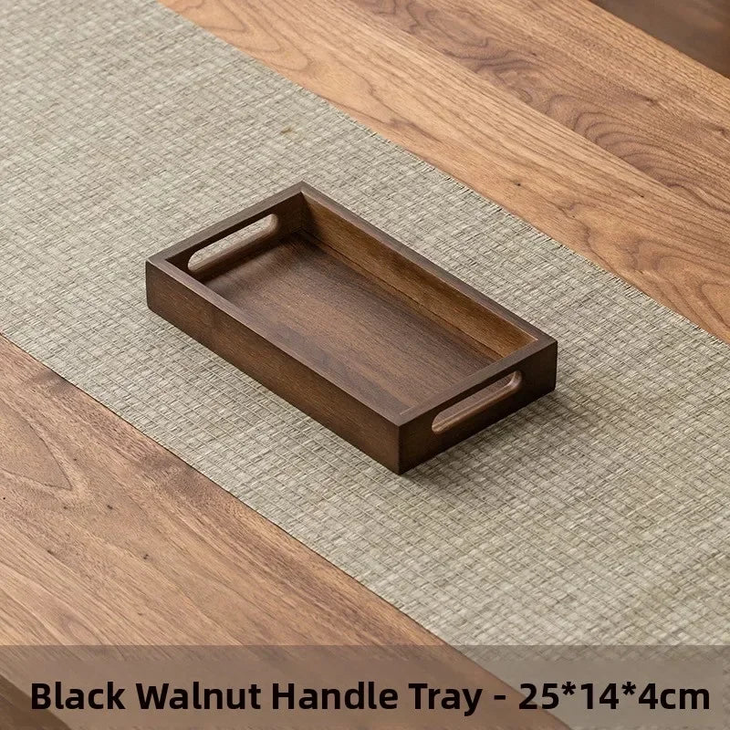 Tea Tray - Wooden Walnut Rectangular