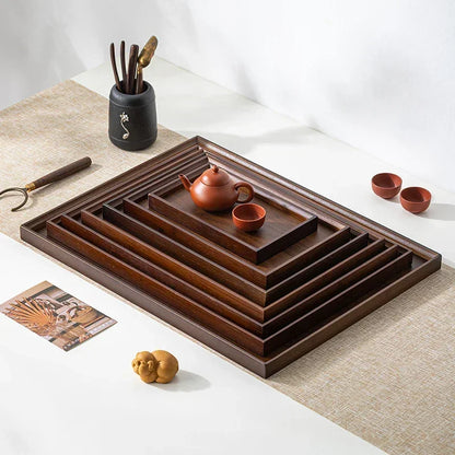 Tea Tray - Wooden Walnut Rectangular
