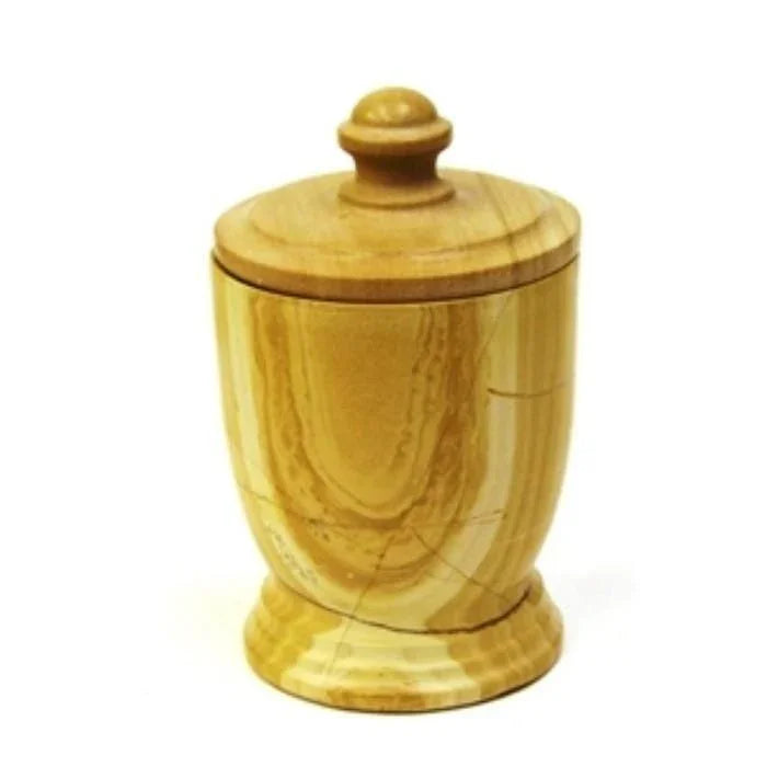 Teak Marble Decorative Jar | Cotton Ball Holder - PoshaBella