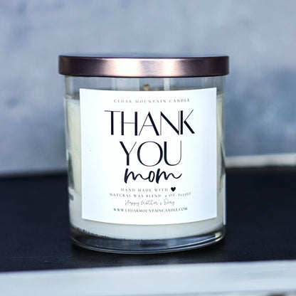 Thank you, Mom - Mother's Day Soy Candle - 9 oz Glass Jar Candle - PoshaBella