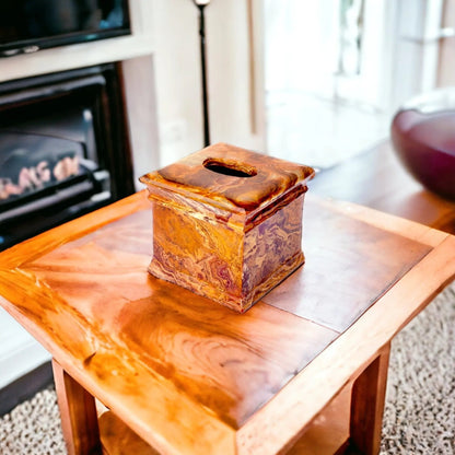 Tissue Box Holder of Multi Brown Onyx - PoshaBella