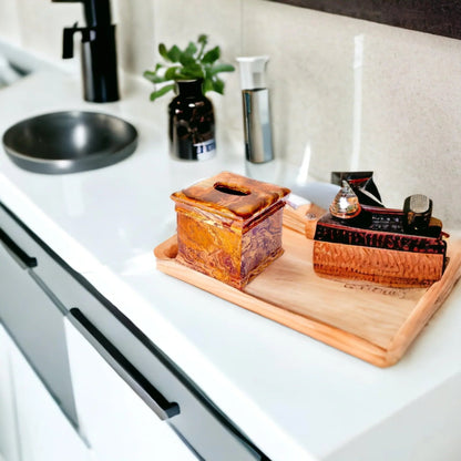 Tissue Box Holder of Multi Brown Onyx - PoshaBella