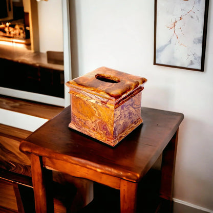 Tissue Box Holder of Multi Brown Onyx - PoshaBella