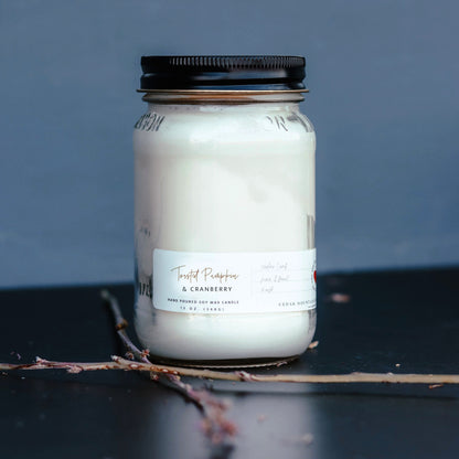 13 oz Mason Jar Soy Candle - Toasted Pumpkin & Cranberry - PoshaBella
