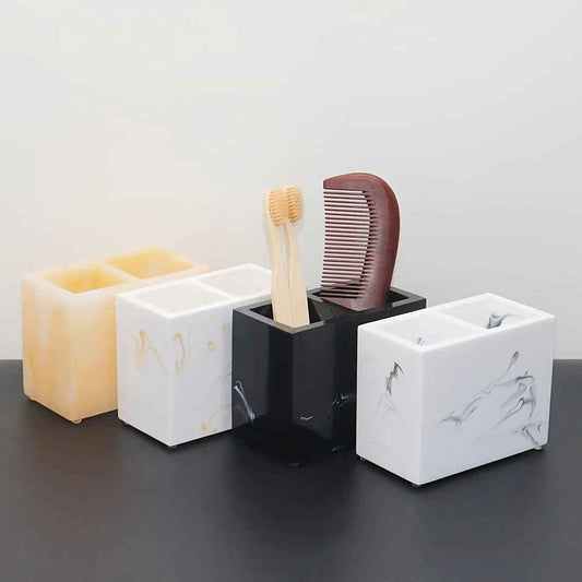 Toothbrush Holders for Bathroom, 2 Slots Toothbrush Holder, Freestanding Countertop Bathroom Organizer, Multifunctional Toothbrush Toothpaste Storage Rack, Bathroom Accessories, Decor