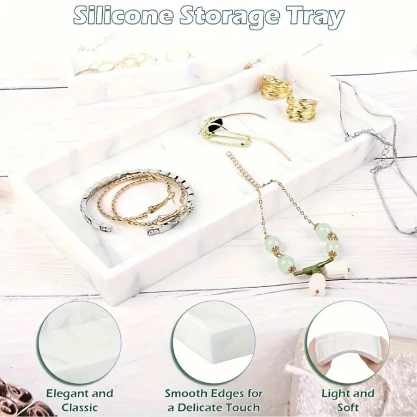 Tray - Decorative White Gold
